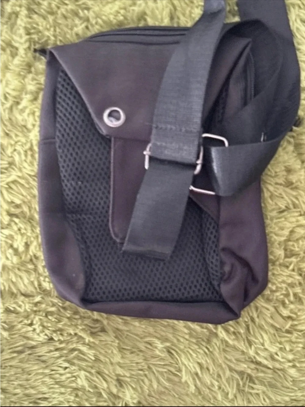 Sporto Black Messenger Sling Bag with White Stripe Accents